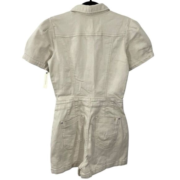 NWT Anthropologie The Kit Utility Romper by Pilcro in Neutral Cream Beige Size 2 - Picture 5 of 9